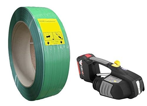 1 GAPCO ZAPAK GP97A Battery Powered Automatic 5/8" PET & PP Combination Strapping Tool + 1 Embossed Polyester Strapping Coil 5/8" x .035 x 4000'