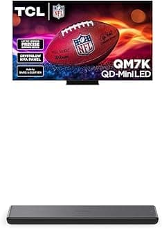 TCL 75-Inch QM7K QLED 4K Smart QD-Mini LED TV with Google TV (75QM7K, 2025 Model) + S45H S Class 2.0 Channel Sound Bar with Dolby Atmos