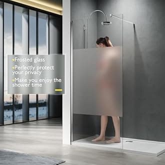 ELEGANT Walk in Shower Enclosure 8mm Half Frosted Easy Clean Safety Glass Shower Cubicles Wet Room Shower Screen Bath Screen 1000mm