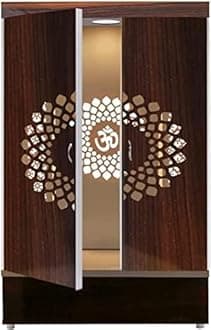 Sharvgun Wooden Temple Brown LED Light for Home and Office|Home Temple|Puja Mandir|Wall Hanging & Table Top Home Mandir Designer Mandir for Home/Mandir with Doors (60X32X18 in)