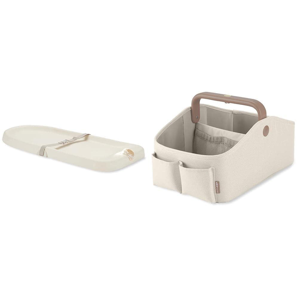 Light-Up Changing Pad Oat + Skip Hop Diaper Caddy Organizer with Touch Sensor Night Light Oat