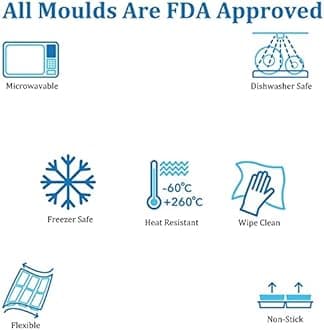 FineDecor Silicone Mould Chocolate Bar Sweet Moulds Candy Mould Jelly Mould Rectangle Baking Silicon Bakeware Mold Shape Soap Wax Flexible Baking Mould (6 Cell 10 Section) - FD 3435