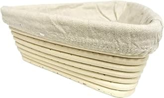 Agile-Shop 9 inch European Style Triangle Shaped Banneton Brotform Bread Dough Proofing Rising Rattan Basket with Linen Liner Cloth