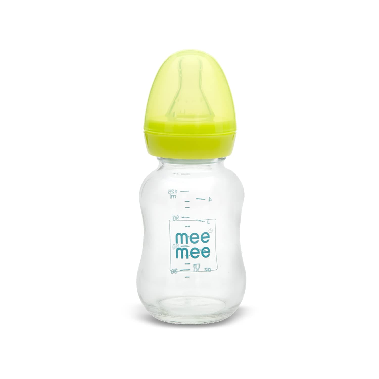 Premium Glass Feeding Bottle, 125 ml, Green