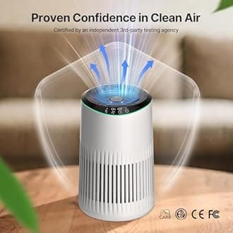 MERONTE Air Purifiers for Home, Air Purifier for Smoke Odors with Fragrance Sponge, Small Air Purifier with Sleep Mode for Bedroom Office, Blue Night Light, White, 1 Pack+3 Modes