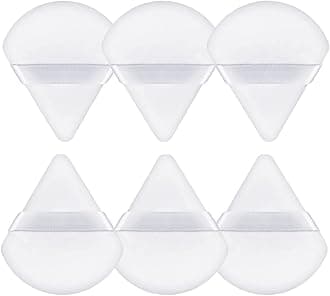 Gleva 6 Pcs Powder Puff Soft Face Makeup Sponge, Loose powder Foundation Blending Sponges Set, Beauty Blender, Contouring, Wedge Triangle Shape Wet & Dry Tool Washable Reusable (White)