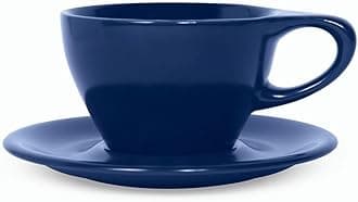 Lino Porcelain Cup & Saucer Small Latte 8 oz (Indigo, Set of 2)