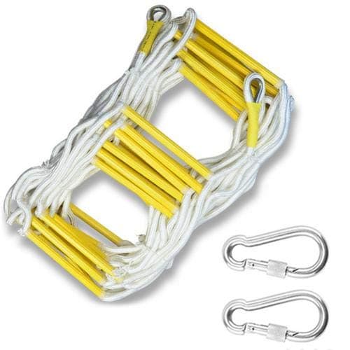 Emergency Fire Escape Ladder, 16 Ft (2 Story) Flame Resistant Safety Rope Ladder With Hooks, Fast To Deploy & Easy To Use,Compact & Easy To Store, Reusable,Weight Capacity Up To 2500 Pounds