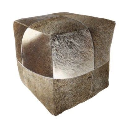 teps Cowhide Cube Pouffe Mid Century Modern Footrest Footstool