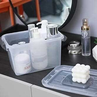 Citylife 6 Packs Plastic Storage Box with Lids Storage Boxs with Handle Clear Stackable Storage Boxes 5L, 27.8 x 19.5 x 16.4cm