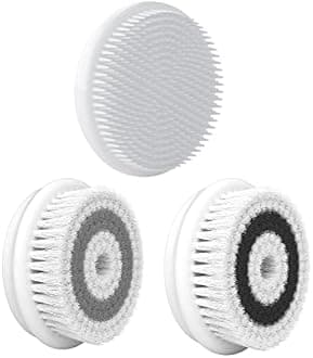 Facial Cleansing Brush Replacement Set: 3pcs - Soft, Exfoliating & Silicone Brush Heads for Deep Cleansing, Sensitive Skin