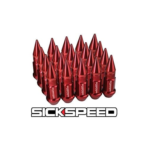 20 Piece 50Mm Red Spiked Lug Nuts 12 X 1.25