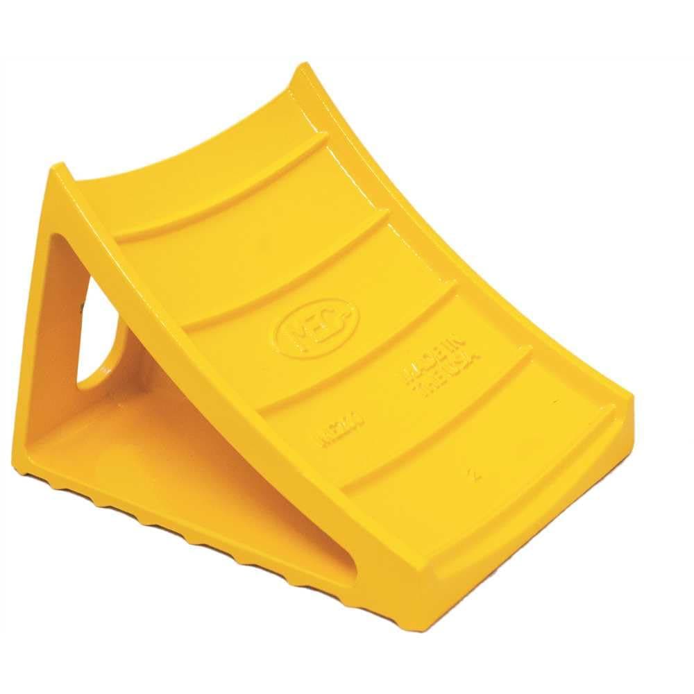 MEC WHEEL CHOCK BLOCK CAST ALUMINUM- SAFETY YELLOW