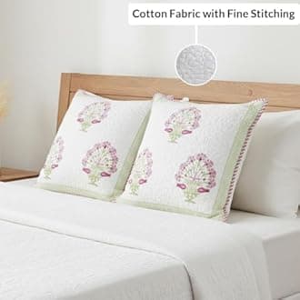 HOMEMONDE Sofa Cushion Cover 24 X 24 Inches Set Of 2 - Square Pillow Cover Cotton For Living Room Couch, Pink, 60 X 60 Cm, 300 TC