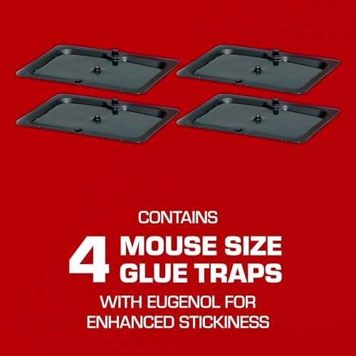 Tomcat Mouse Trap with Immediate Grip Glue for Mice, Cockroaches, Spiders, and Scorpions, Ready-To-Use, 4 Traps