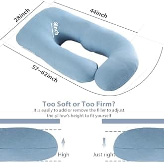 BATTOP Pregnancy Pillow for Sleeping,Maternity Pillow with Cooling Removable Cover,57 Inch Cooling Body Pillow,Support for Back,HIPS,Legs,Belly,Pregnancy Must Haves