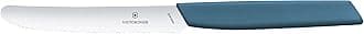 Victorinox Stainless Steel Kitchen Knife, Swiss Modern 11 cm Multipurpose, Round Tip Wavy Edge Knife for Professional and Household Kitchen, Cornflower Blue, Swiss Made, Standard