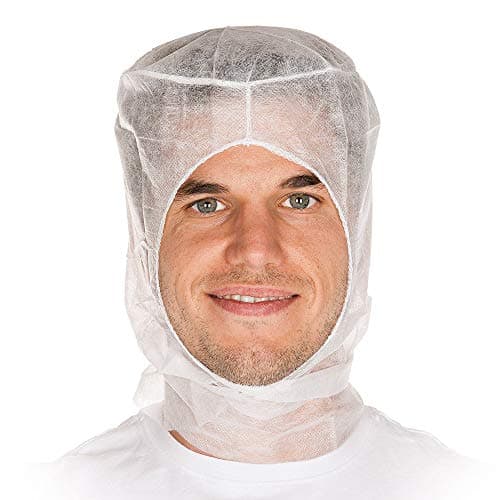 AMZ Medical Supply White Protective Hoods One-Size, Polypropylene Nets for Head Pack of 100, Latex-Free Medical Hoods, Non-Woven Disposable Scrub Caps Hoods with Face Opening