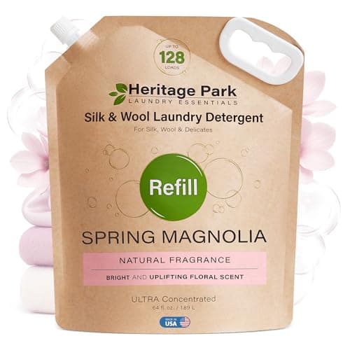 Heritage Park Silk & Wool Spring Magnolia Floral Scent, pH-Neutral Laundry Detergent - Enzyme-Free, Ultra Concentrated (64 fl oz Refill)