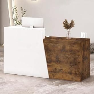 TKKUPLG Modern Reception Desk with Counter & Drawers, Front Desk Reception Counter for Salon/Office/Lobby