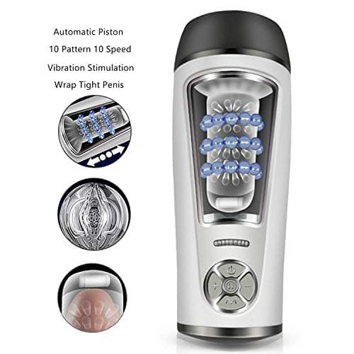 Men Automatic Piston Cup Sucking 280 Times/Min 360° Wrap Tight 10 Pattern Vibrating Electronic Massage Cup Intelligent Male Toy（Ship from US)