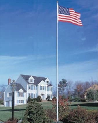 Sunsetter Flag Pole 20', Aircraft-Grade Flagpole with 3' x 5' Nylon Flag Fade Resistant, Rust-Proof Maintenance Free. Telescopes Down to 7’ With Push-Button Ease, Heavy Duty and Long Lasting.