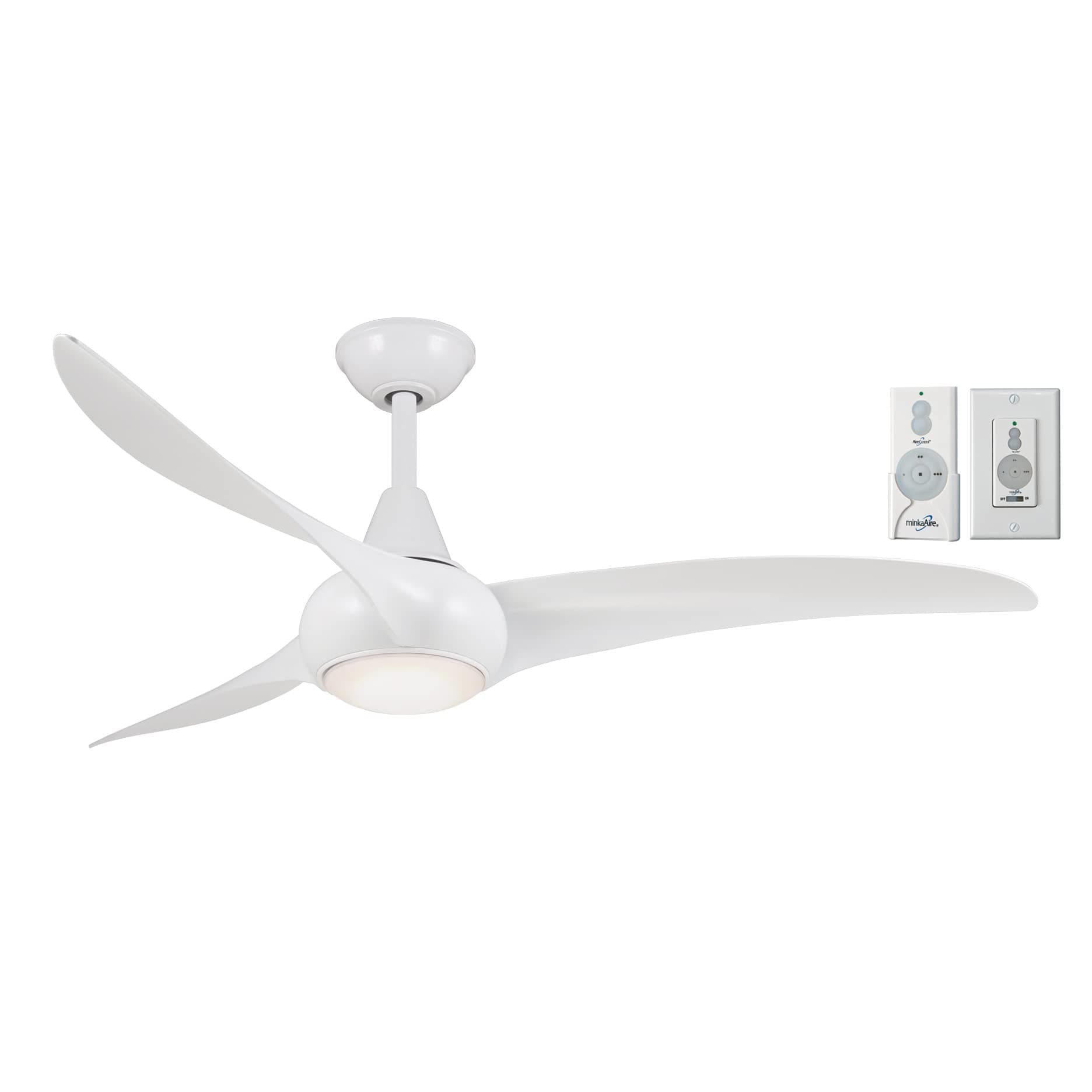 - Minka-Aire F844-WH Light Wave 52" Ceiling Fan, White with Remote and Additional Wall Control