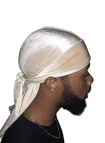 Velvet Durag Doo Du Rag – White Colored Mane Du-rag Cap Hat Men Smooth and Thick Cold Label Boo Boo Waves Deluxe Dorag Cap Silky