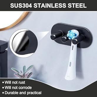 Toothbrush Holder, Electric Toothbrush Holder Wall Mounted, Anti-Rust Metal Toothbrush Head Holders for Bathroom, Self Adhesive Non Screw Tooth Brush Holder Organiser (Black, Small)