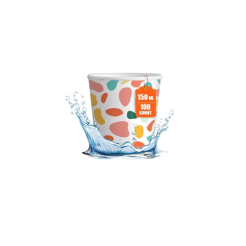 ECO SOUL [150 ml, 100 Count] Disposable Multi-Colour Paper Cups| Plastic-Free Aqueous Coated | Eco-Friendly & Biodegradable Cups | Use & Throw Party Glasses | Ideal for Tea, Coffee & Water | 190 GSM