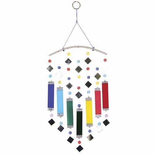 Glass Wind Chimes 15 Inch Rainbow Multi Color Bars with Mirrors