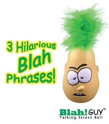 Blah Guy Talking Stress Squeeze Ball, Features Funny Blah Sayings