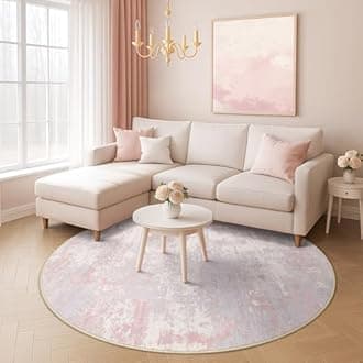 RELEANY Washable Area Rugs 6ft Non-Slip Modern Abstract Soft for Living Room Entryway Bedroom Nursery, Print Pattern, Grey Pink