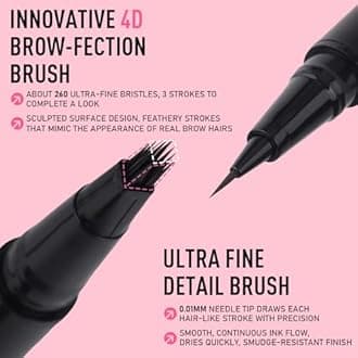 SUSIKEKI Dual Ended Microblading Eyebrow Pen - 2 in 1 Liquid Eyebrow Pencil with Brow-Fection Angled Brush & Precise Detail Brush-Tip, Shapes & Fills Hair-Like Brows, Lasts All-Day, Black Brown