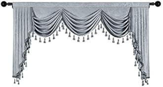 ELKCA Thick Chenille Window Curtains Valance for Living Room Silver Grey Waterfall Valance for Bedroom,Rod Pocket(W89inch, 1 Piece)