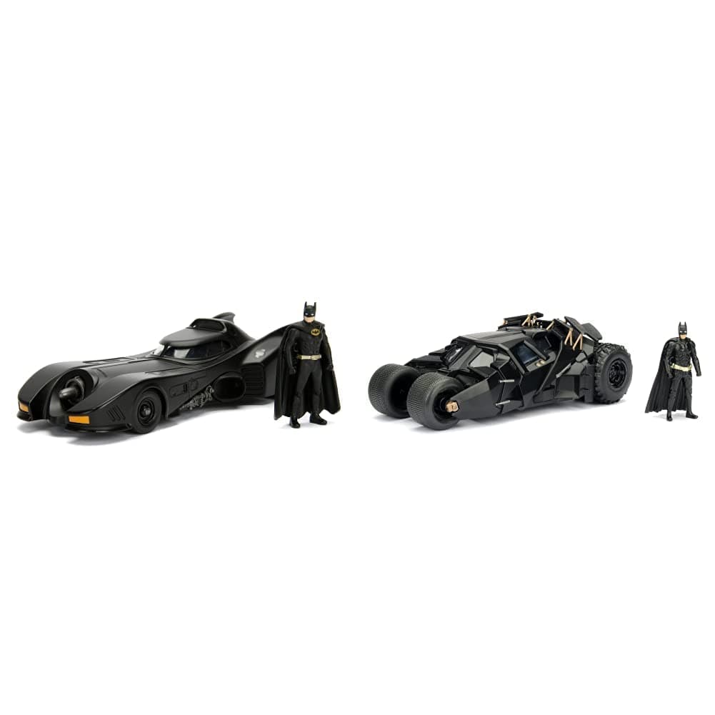 Jada BATMAN THE DARK KNIGHT BATMOBILE 1:24 SCALE DIE-CAST REPLICA, Black & BATMAN 1989 BATMOBILE 1:24 SCALE DIE-CAST REPLICA