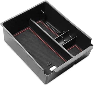 POSAID Center Console Organizer for 2022 2023 2024 Hyundai Santa Cruz Center Console Armrest Tray for 2022 Hyundai Tucson NX4 Storage Box Insert Tray with Coin Holder, Red Trim