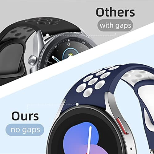 6 PACK No Gap Bands Only Compatible with Samsung Galaxy Watch 5/Watch 6/Galaxy Watch 4 Band 40mm 44m/Galaxy Watch 5 Pro Band 45mm/Watch 4 Classic Band, 20mm Soft Silicone Sport Bands for Women & Men