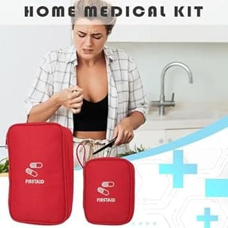 House of Quirk Portable First Aid Empty Kit Pouch mergency Survival Bag Medicine Bag for Home Office Travel Camping Sport Backpacking Hiking Cycling Gym (Set of 2, Small + Large, Red)