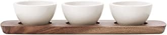 Villeroy & Boch Artesano Original Small Dip Bowl Set, 4 Pieces, Premium Porcelain/Wood, White