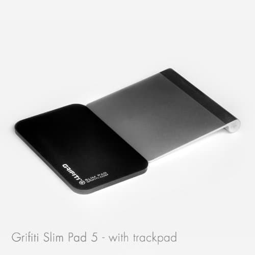 GRIFITI Small Slim Pad 5" x 4" x 0.2" Track Pad Wrist Rest Silicone Ergonomic Carpal Tunnel Resting Support for Computer Track Pad, Trackball or Mouse (Black Nylon Surface)