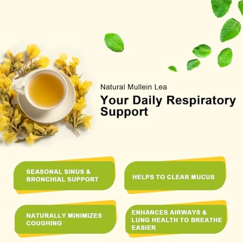 iMATCHME Mullein Leaf Tea - Respiratory & Lung Cleanse Herbal Tea, Caffeine Free, 30 Tea Bags
