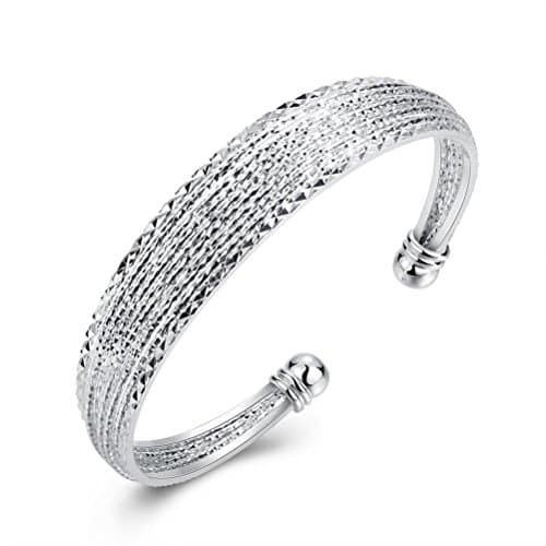 KACONSterling Silver Bangle Bracelet, Fashion Simple Open Bangles Cuff bracelets for Women