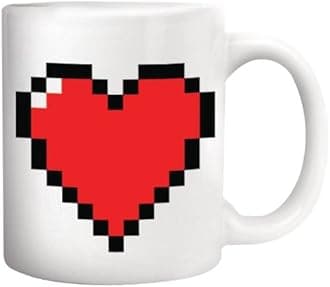 KIKKERLANDStoneware Thermographic Ink Pixel Heart Morphing Mug, White