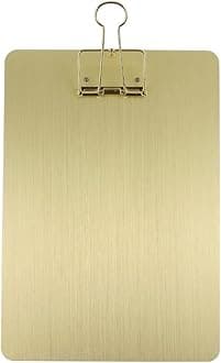 A5 Gold Clipboard, Metal Menu Clip board with Binder Clip, Folder Plate Writing Splint Clip Boards Drawing Board for School Office Stationeries Supplies (Gold)