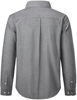 J.VER Boy's Long Sleeve Oxford Dress Shirts Solid Casual Button Down Collar Shirt Kids Formal Uniform Tops