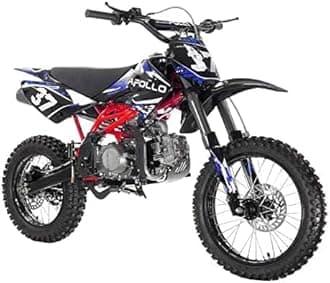 Apollo 125cc Dirtbike AGB 37 Pitbike - Adult & Youth 4 Speed 125cc Dirtbike - Vitacci DB37 - Big 17/14 Inch Wheels (Black)