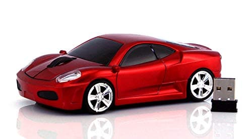 1600DPI 2.4Ghz Sport Car Shape Wireless Mouse 3D 3 Button Optical Mouse Gaming Mice USB Mini Receiver for PC Laptop Computer (Red)