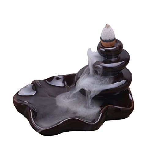 NewEGG Ceramic Incense Burner Backflow Incense Holder Home Decoration with 10PCS Incense Cones (Tower C)