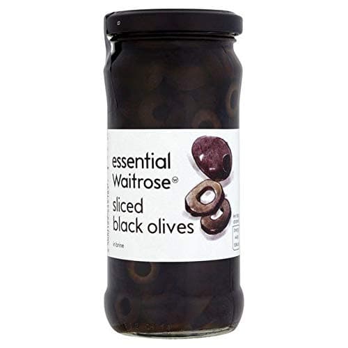 Sliced Black Spanish Olives Waitrose 240g